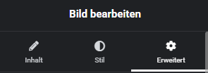 Bild Widget bearbeiten Erweitert Reiter