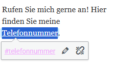 Telefonumemr als Anker Link im Fließtext verlinkt