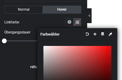 Link Hover Farbe im Elementor Stil Tab ändern