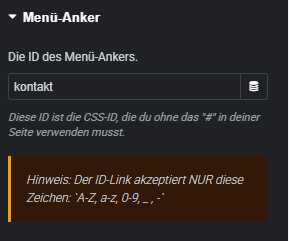 Anker-ID im Elementor Menü-Anker Widget eintragen