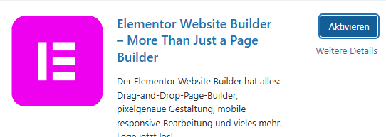 Elementor Plugin Aktivieren