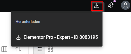 Elementor Pro Download als ZIP Datei im Elementor Account