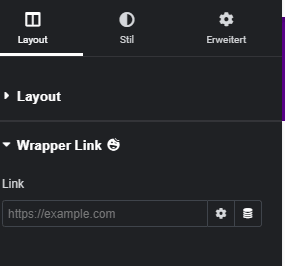 Wrapper Link im Elementor Editor