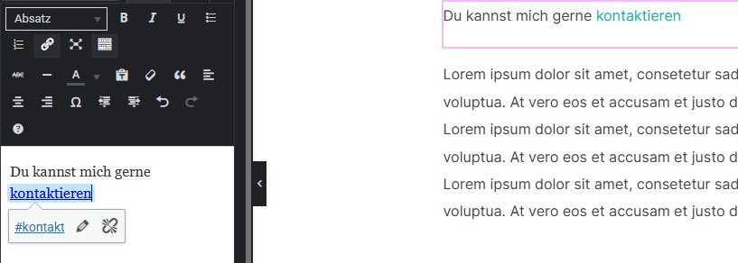 Fließtext mit #kontakt Sprungmarke