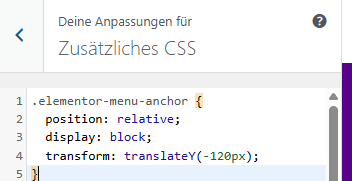 CSS Lösung für Elementor Menü-Anker bei Sticky Header