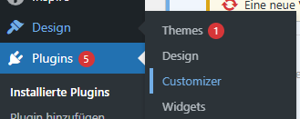 Customizer im WordPress Dashboard öffnen